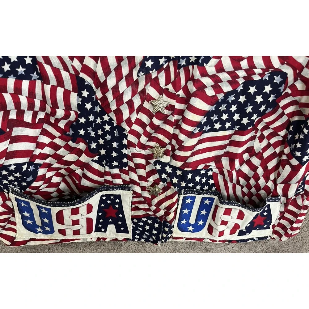 Patriotic 4th of July Vest Womens Large Pockets Flag USA America the Beautiful